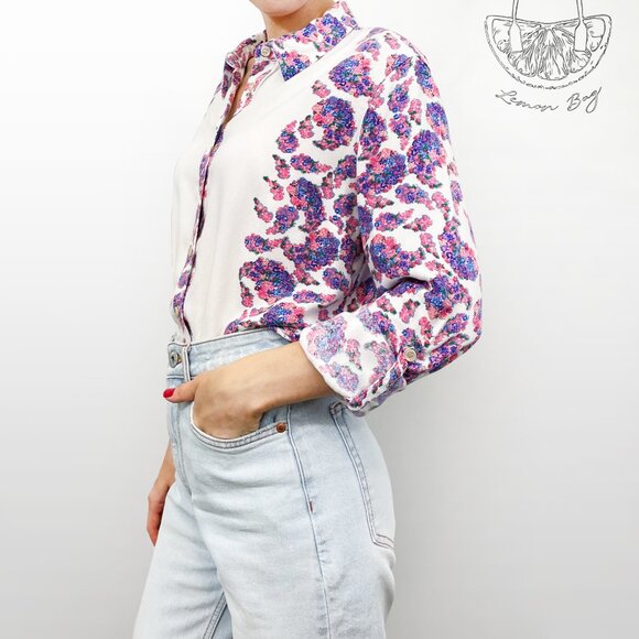 I Heart Ronson / Floral Pattern Button Down Shirt Blouse / Multicolor / Size S - Picture 2 of 8